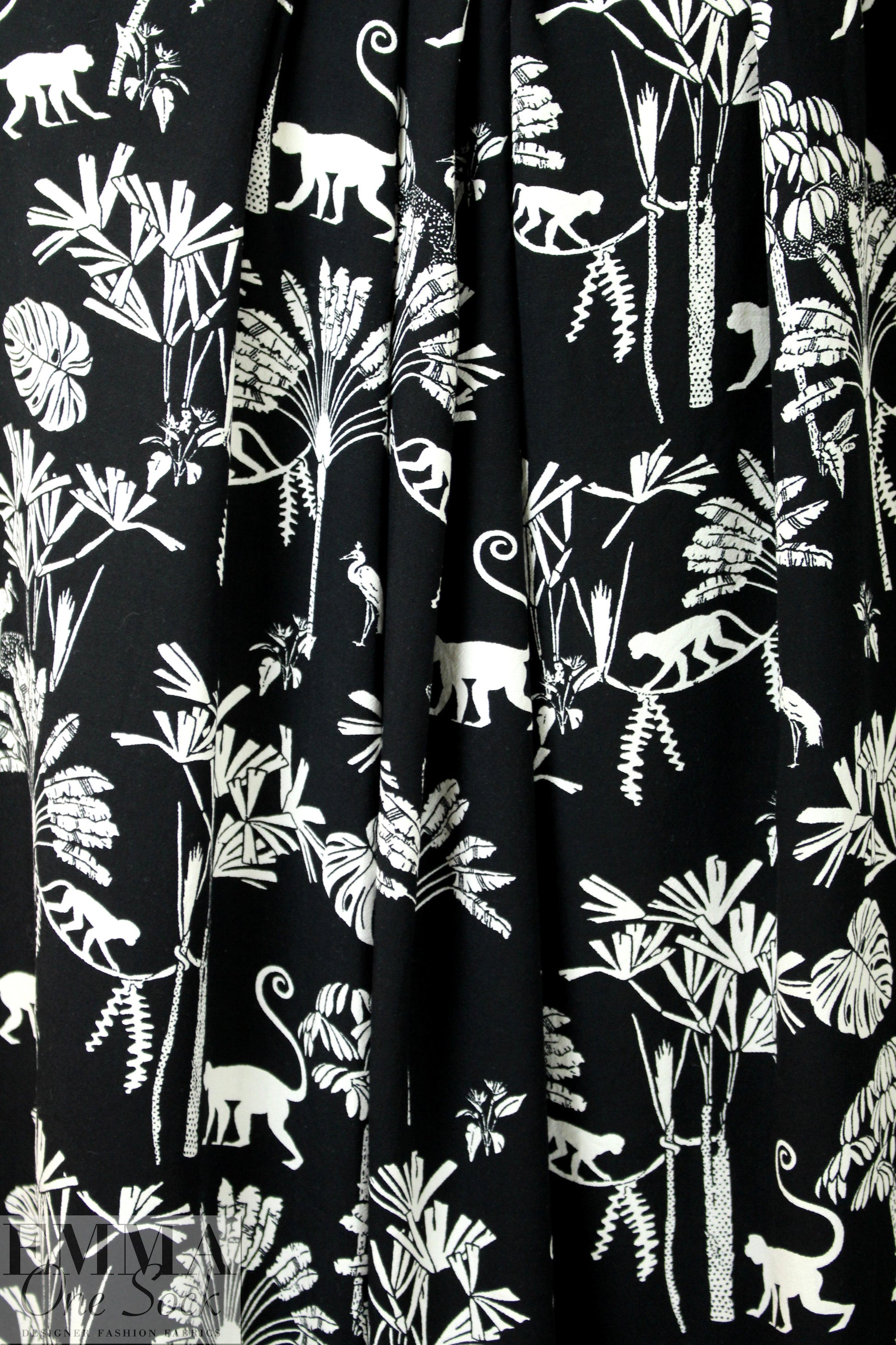 black/cream jungle sihouette Eco Vero viscose woven 1.5 yd