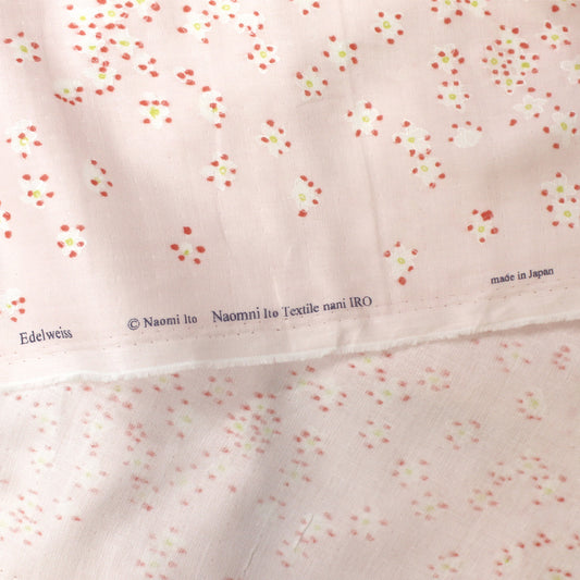 Japanese 'Edelweiss' by nani iro organic cotton double gauze panel - pink