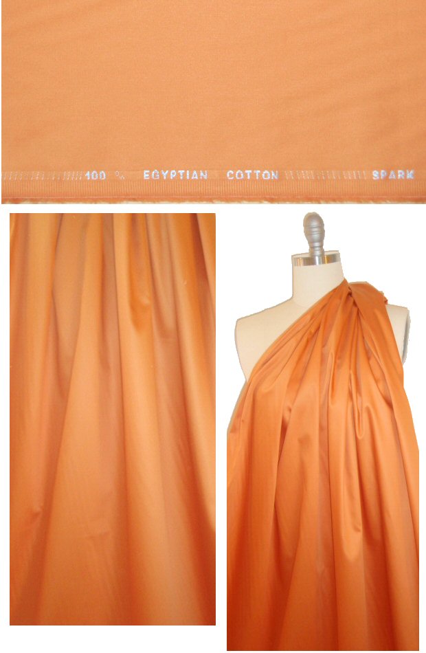 Giza 100% egyptian cotton shirting - tangerine 1.8 yds