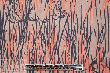 NY designer printed, embroidered raw silk - coral jungle