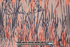 NY designer printed, embroidered raw silk - coral jungle .66 yds