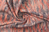 NY designer printed, embroidered raw silk - coral jungle .66 yds