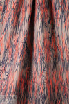 NY designer printed, embroidered raw silk - coral jungle