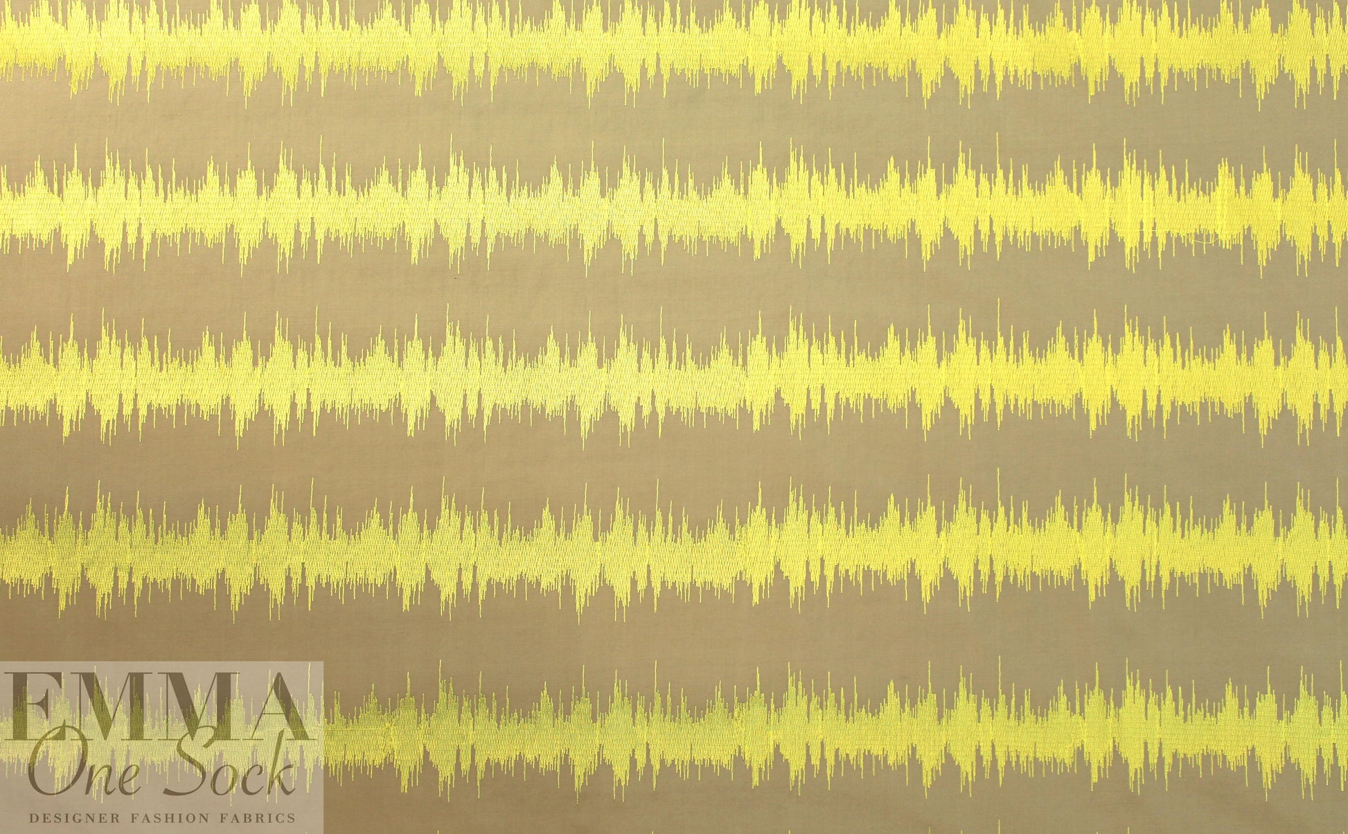 NY designer embroidered voile - khaki/lemon static