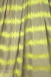 NY designer embroidered voile - khaki/lemon static 1.6 yds