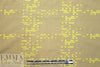 NY designer embroidered voile - khaki/lemon squares 1.66 yd