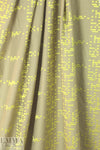 NY designer embroidered voile - khaki/lemon squares