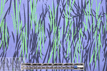 NY designer printed, embroidered raw silk - wisteria jungle .875 yds
