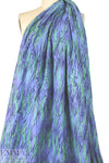 NY designer printed, embroidered raw silk - wisteria jungle .875 yds