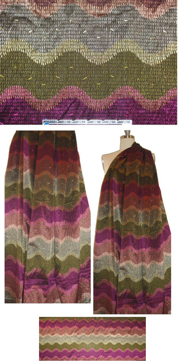 Spanish jewel-toned waves embroidered cotton 1.66 yd