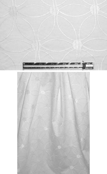 NY designer white cotton embr. stretch woven