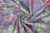 flowery embroidered lightweight blue denim