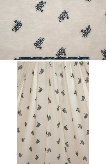 Italian embroidered cotton knit - ivory/black 1.125 yds