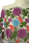 NY designer double-embroidered mesh - fresh flowers