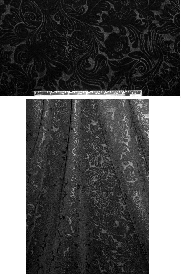 French embossed-look scuba - black floral 1.75 yds