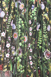 summery floral embroidered sheer mesh - black 1 yard FLAWED