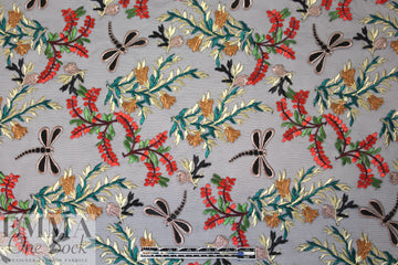 dragonfly floral embroidered sheer mesh 1.625 yd