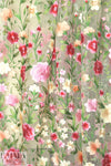 garden floral embroidered sheer mesh - pink/butter 1 yard