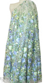 garden floral embroidered sheer mesh - blue/butter 2 yds