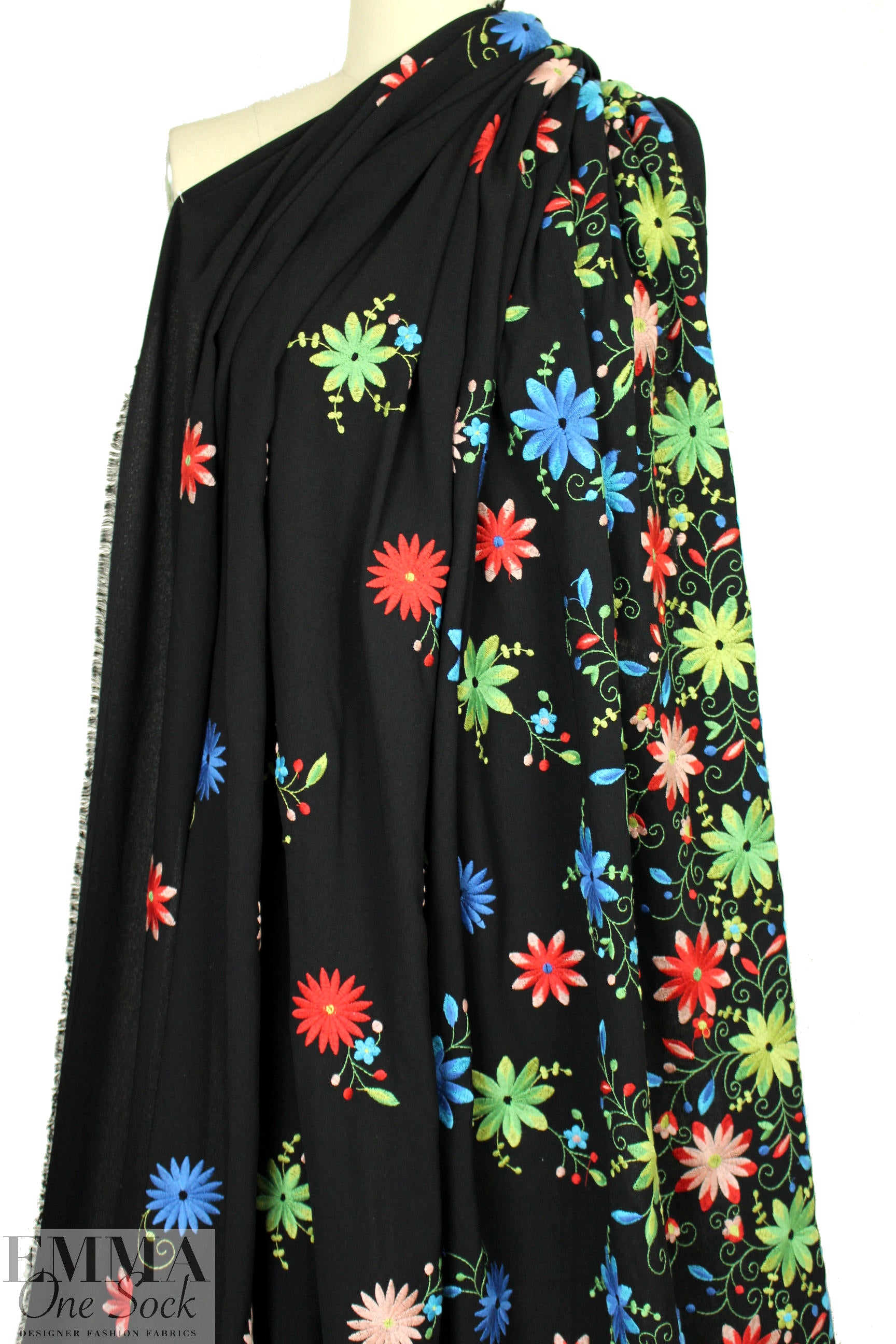 A1ice & 01ivia embroidered flowers border crepe woven
