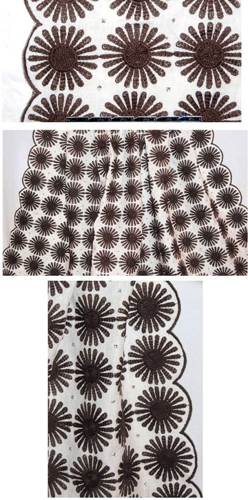 Mi11y chocolate with rhinestones embroidered linen 1.25 yd