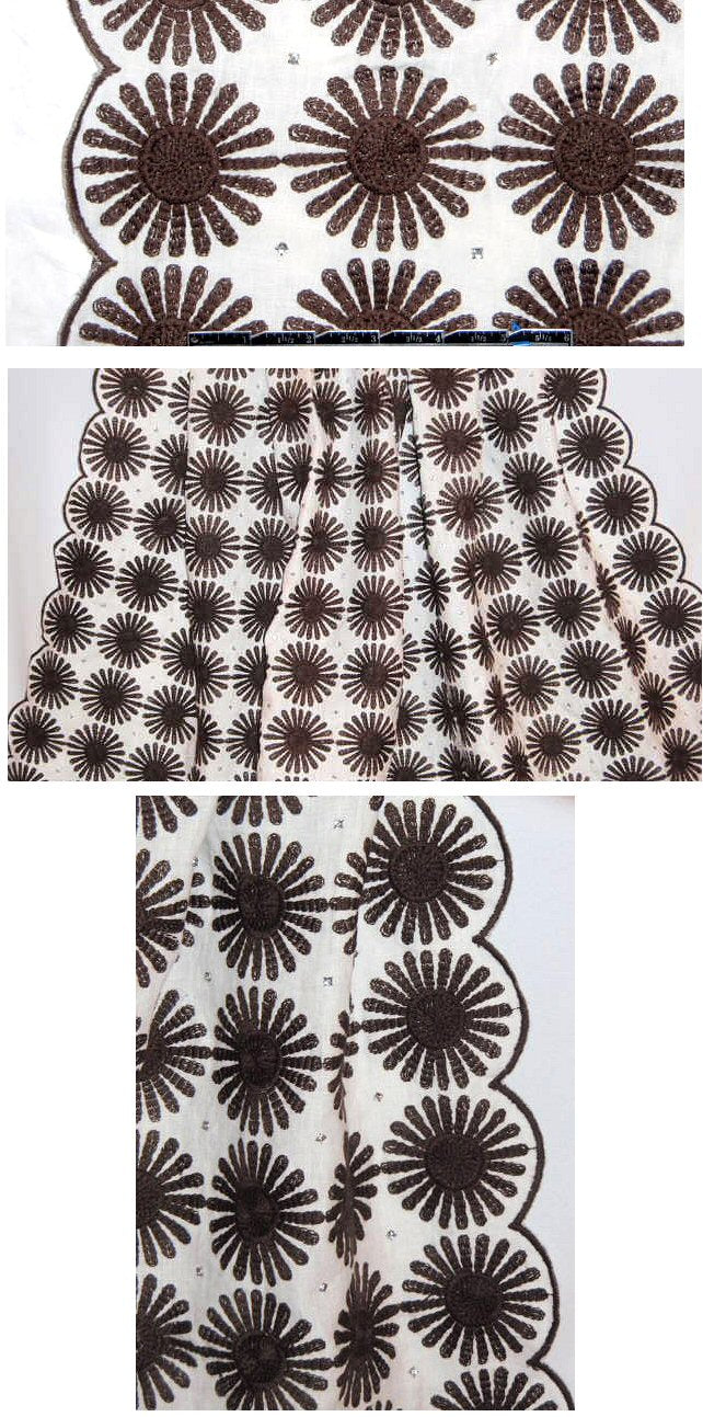 Mi11y chocolate with rhinestones embroidered linen