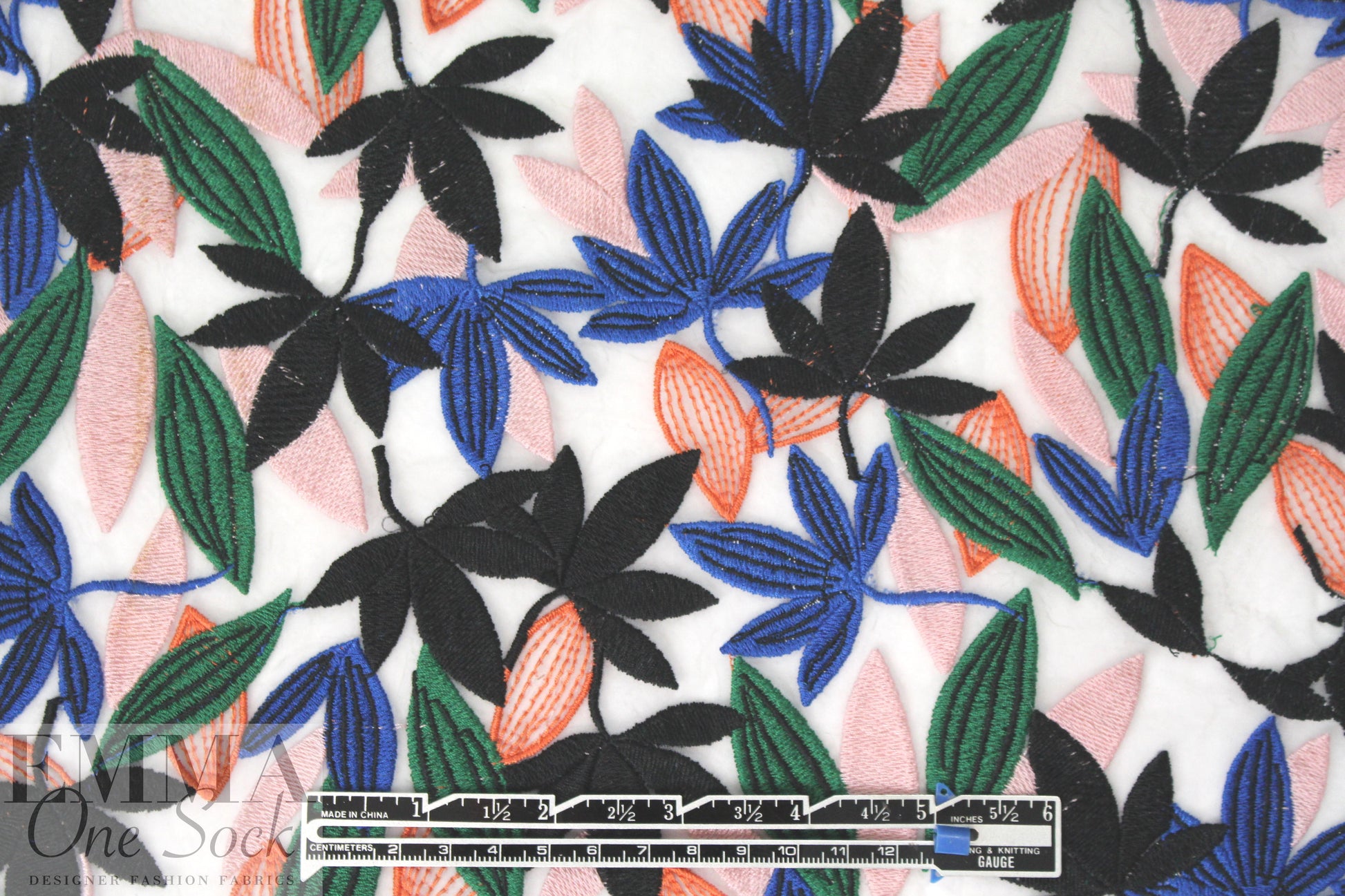 famous designer colorful leaves embroidered organza