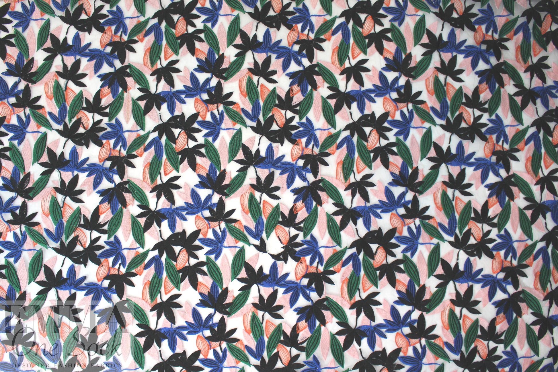 famous designer colorful leaves embroidered organza
