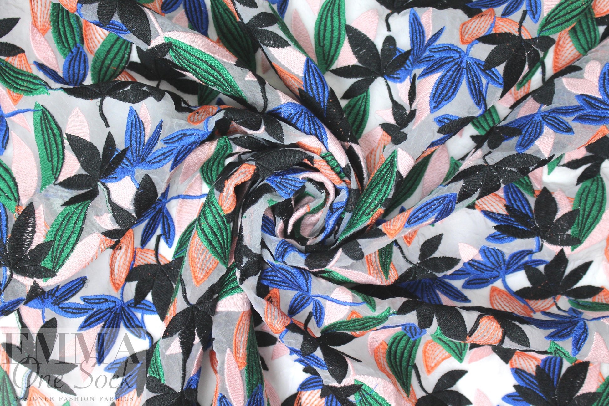 famous designer colorful leaves embroidered organza