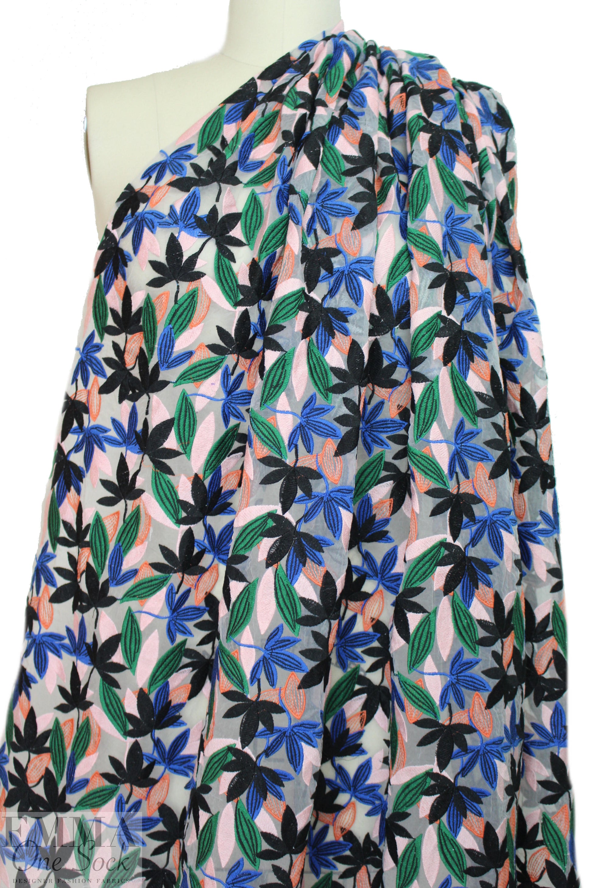 famous designer colorful leaves embroidered organza