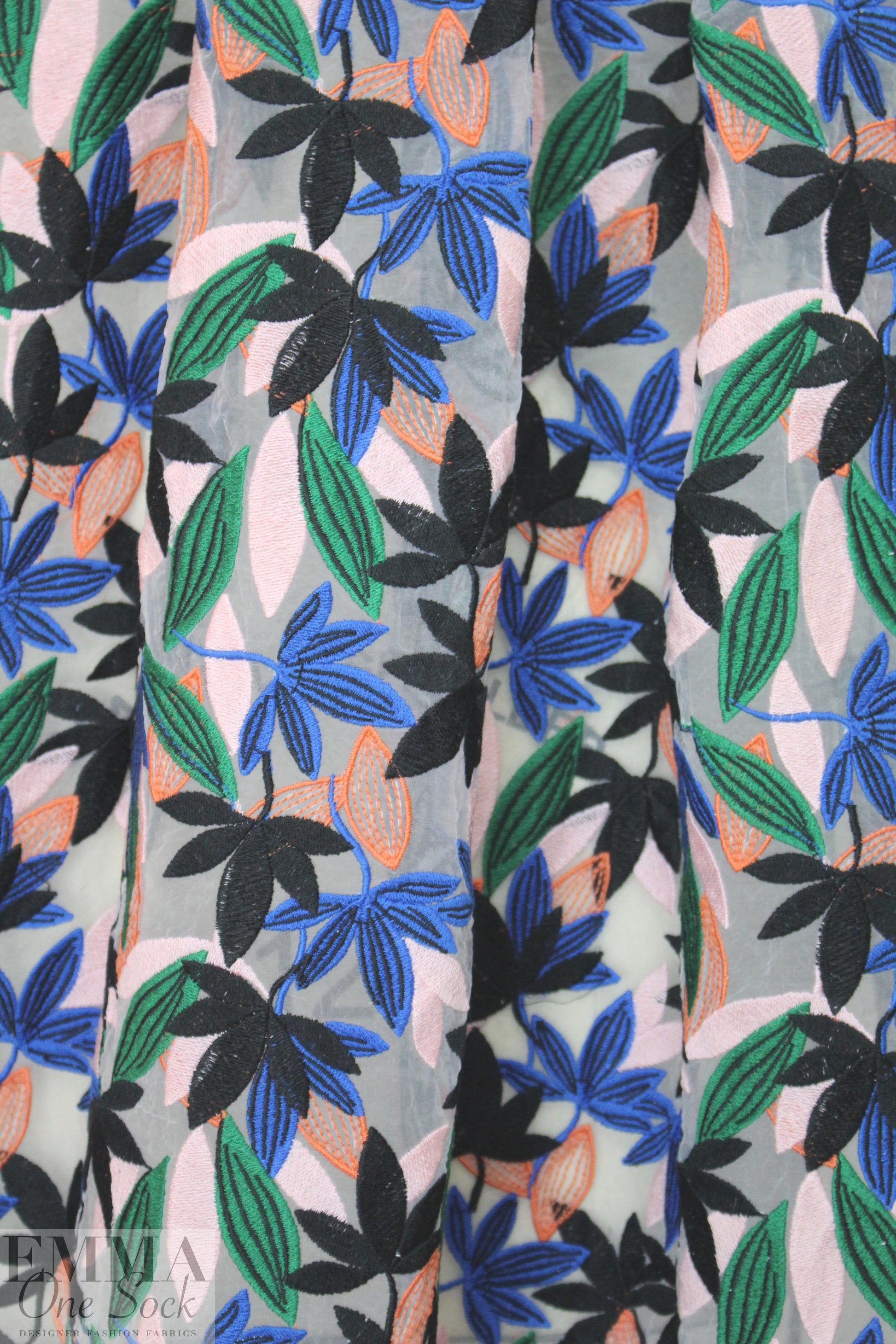 famous designer colorful leaves embroidered organza