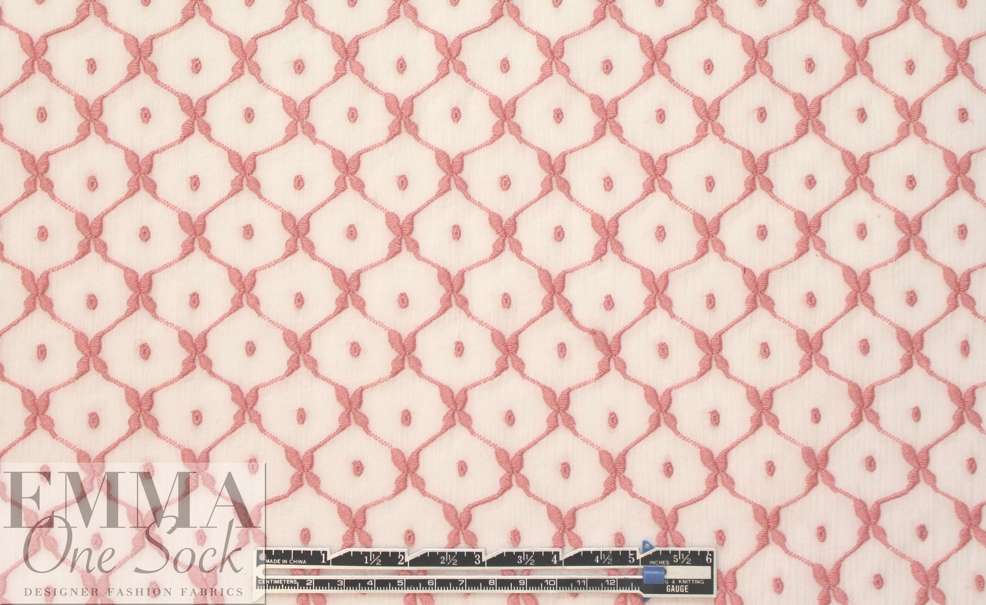 NY designer emb. crinkle silk/cotton voile - pink/ivory