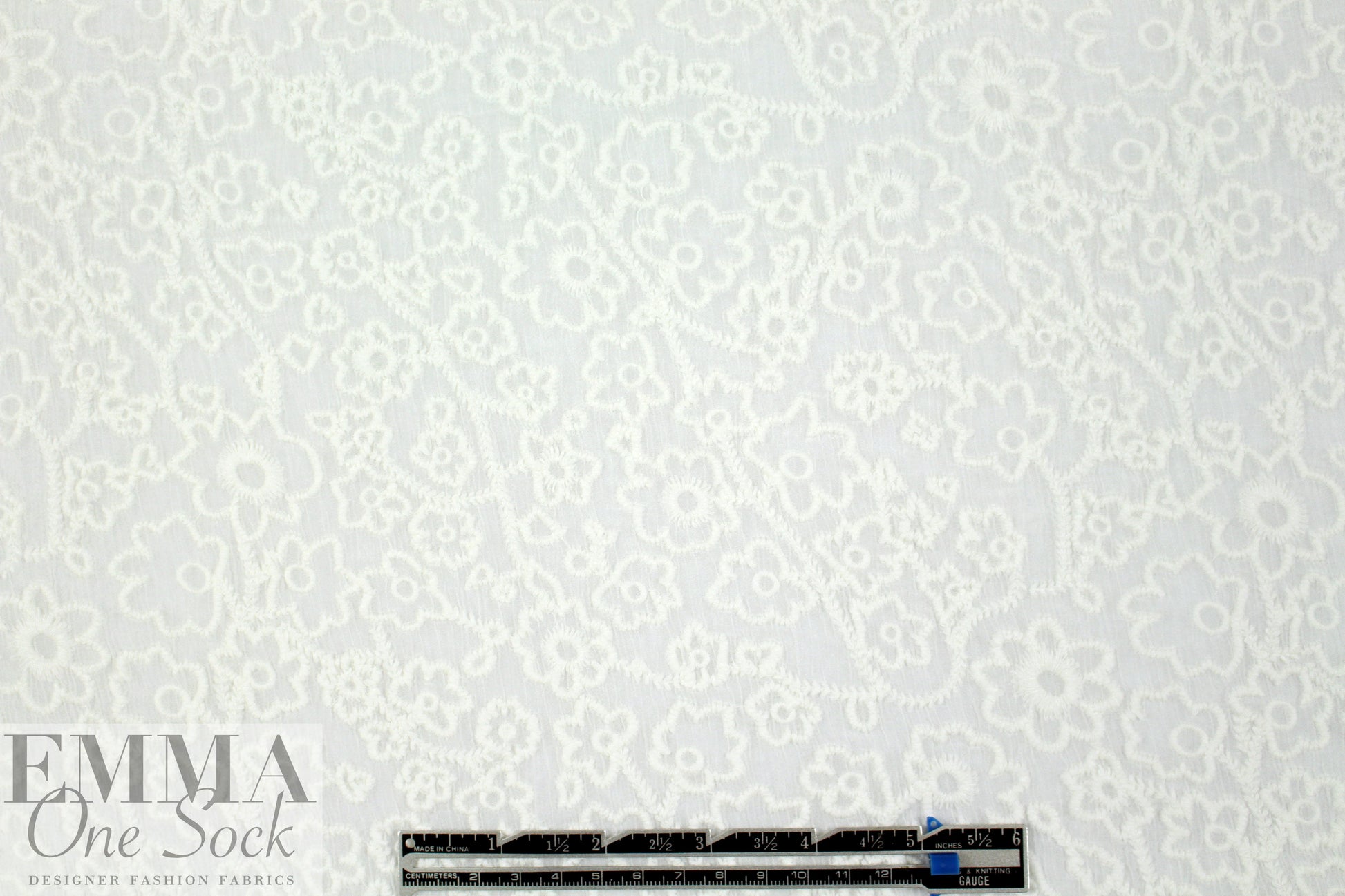 NY designer soft white embroidered cotton gauze