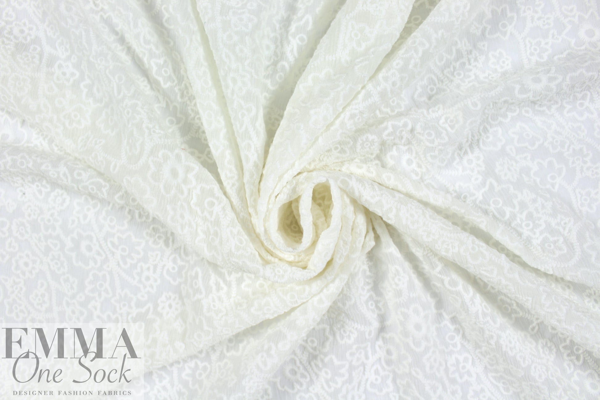 NY designer soft white embroidered cotton gauze 1.125 yds