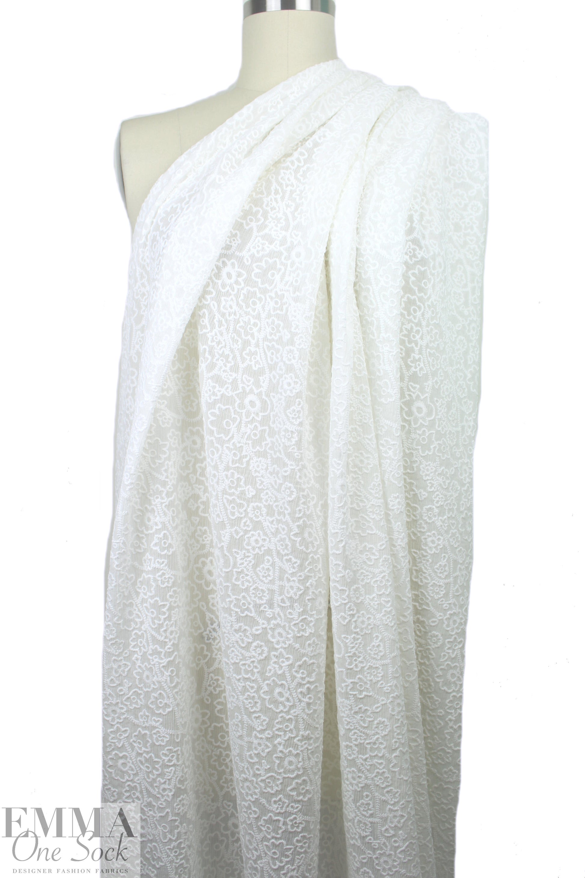 NY designer soft white embroidered cotton gauze