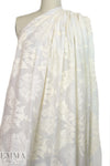 NY designer ivory embroidered silk/cotton voile 1.66 yd