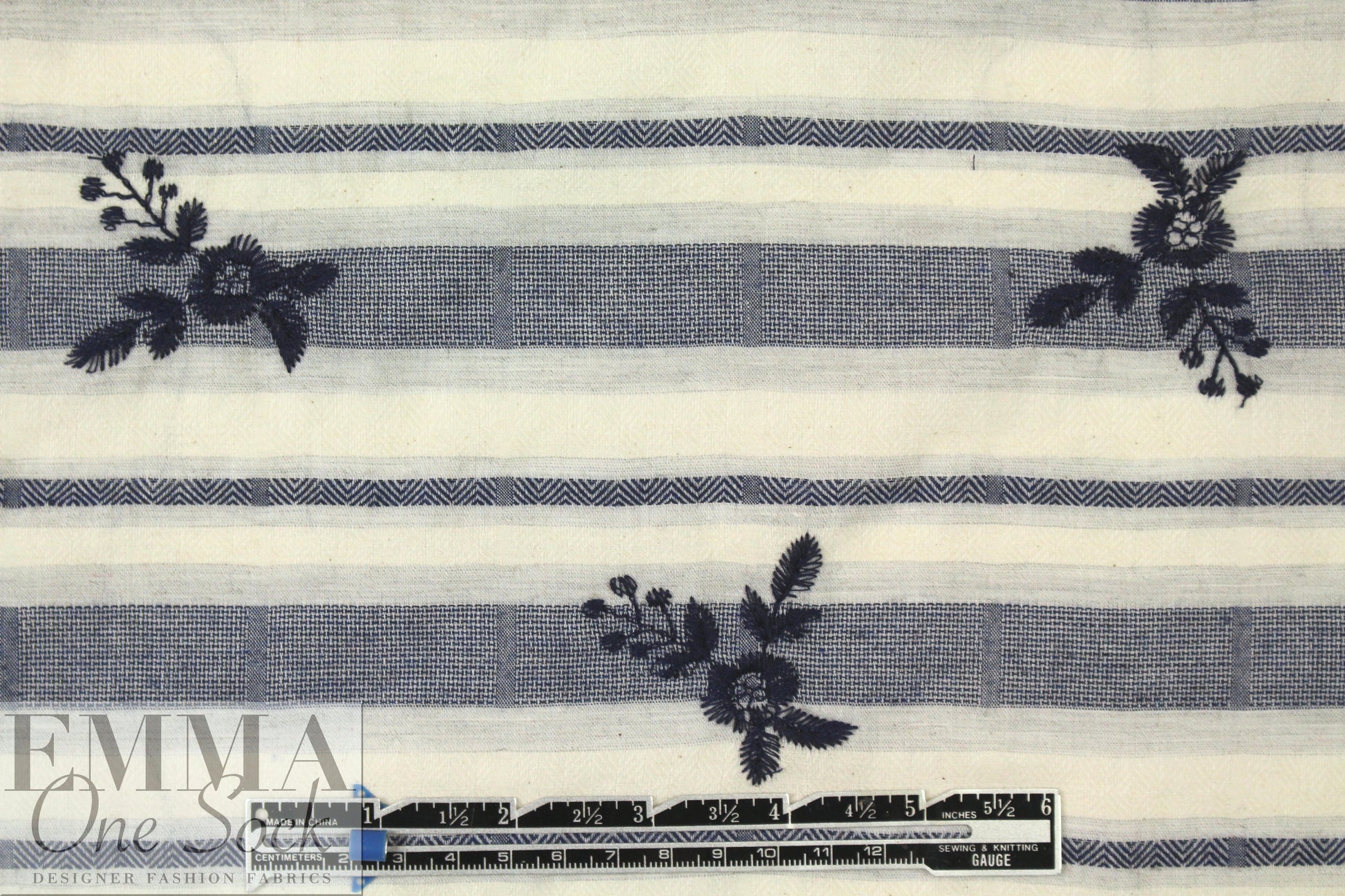 CA designer embroidered cotton damask stripe woven 1 yard