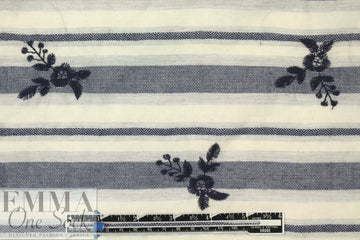 CA designer embroidered cotton damask stripe woven 1 yard