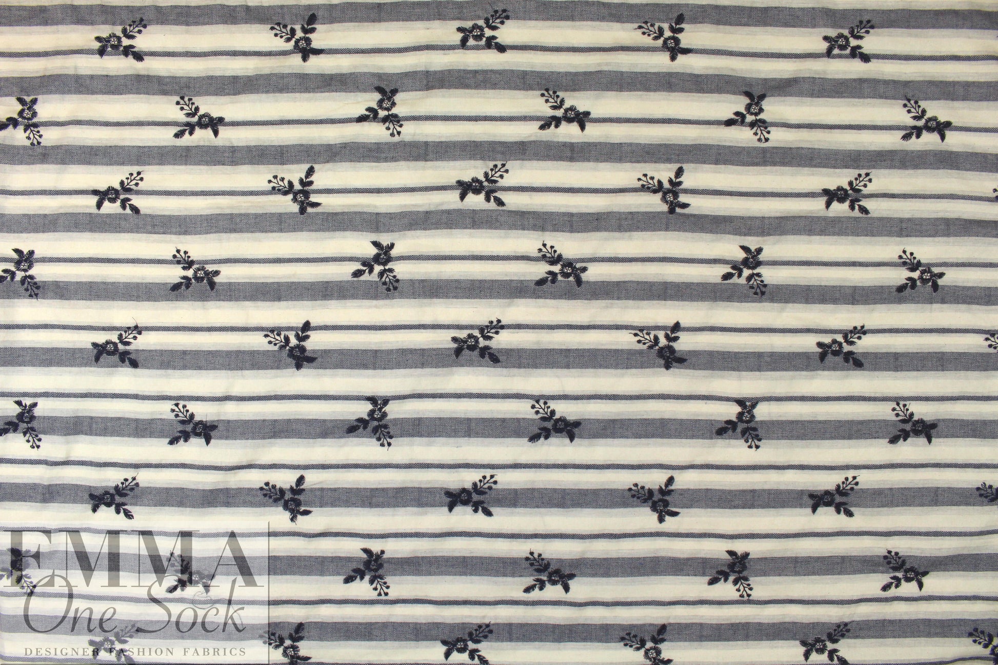 CA designer embroidered cotton damask stripe woven 1 yard