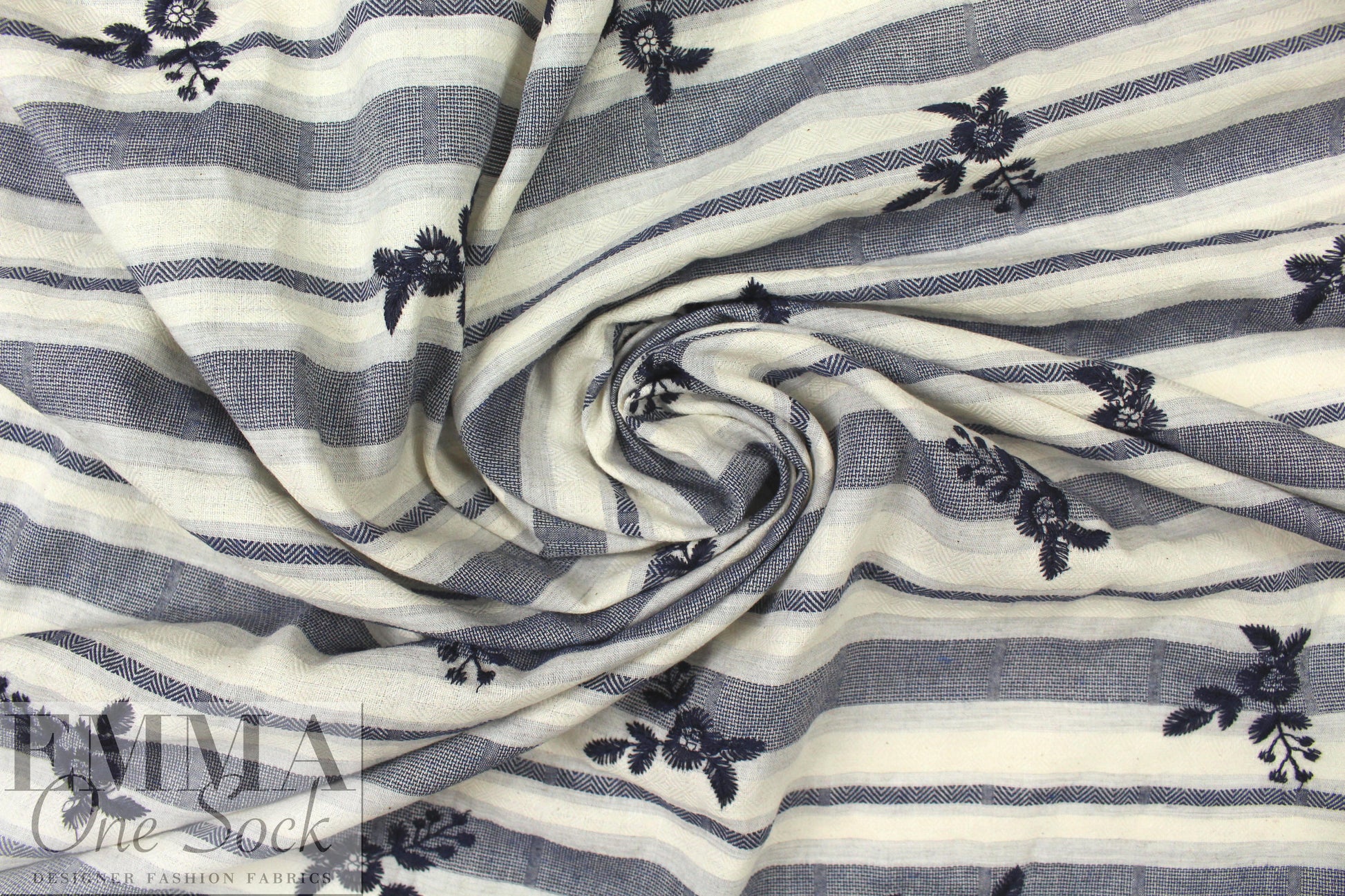 CA designer embroidered cotton damask stripe woven 1 yard