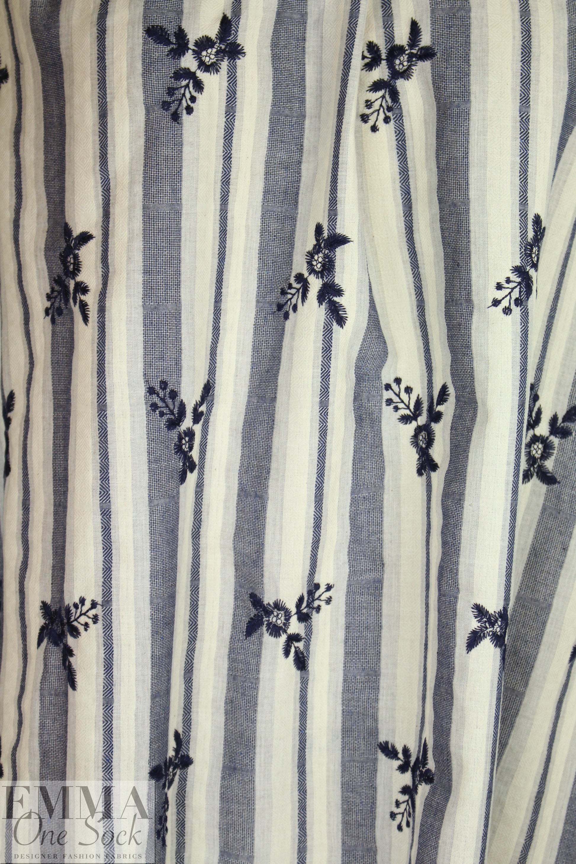 CA designer embroidered cotton damask stripe woven