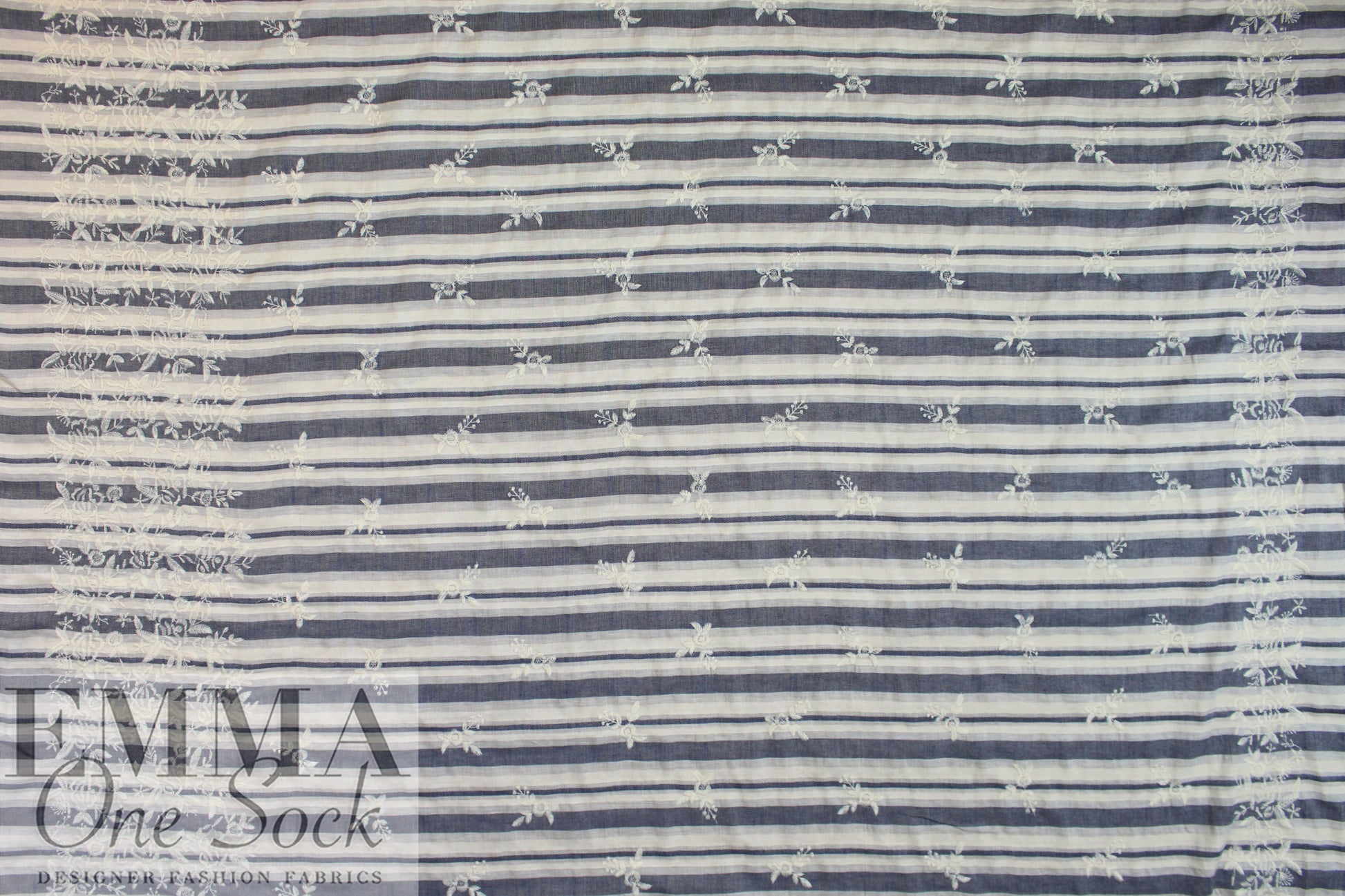 CA designer embroidered border cotton damask stripe woven 1.75 yd