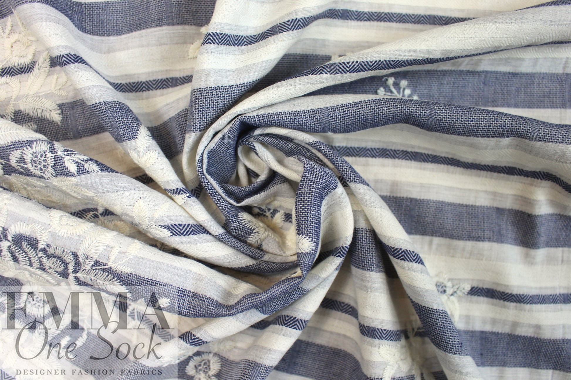 CA designer embroidered border cotton damask stripe woven 1.5 yd