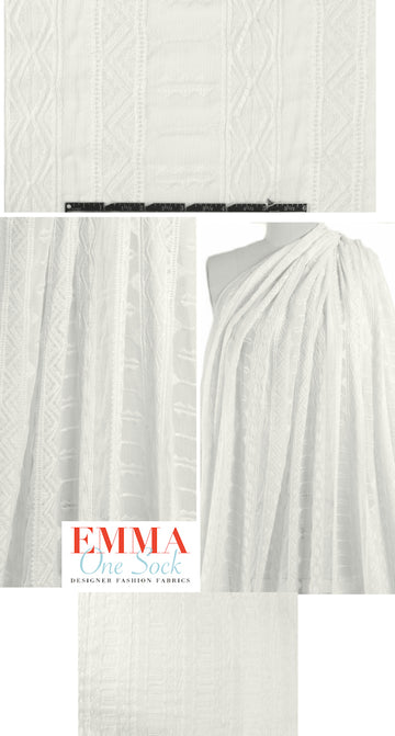 Tah@ri soft white embroidered gauze .66 yds