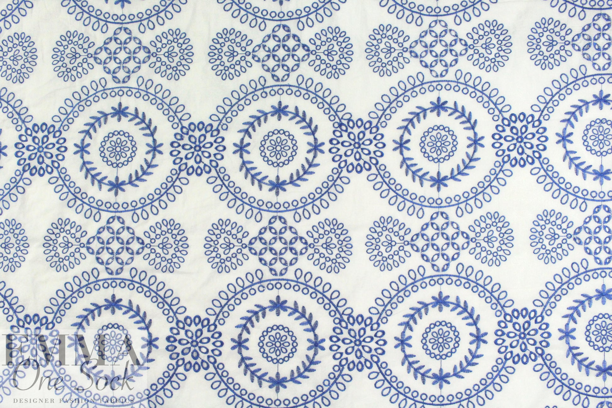 CA designer blue/white embroidered cotton eyelet