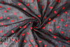 NY designer red hearts embroidered black cotton gauze