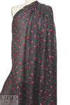 NY designer red hearts embroidered black cotton gauze