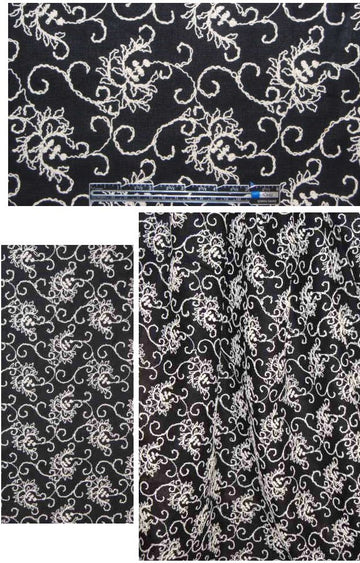 Italian black/white embroidered linen