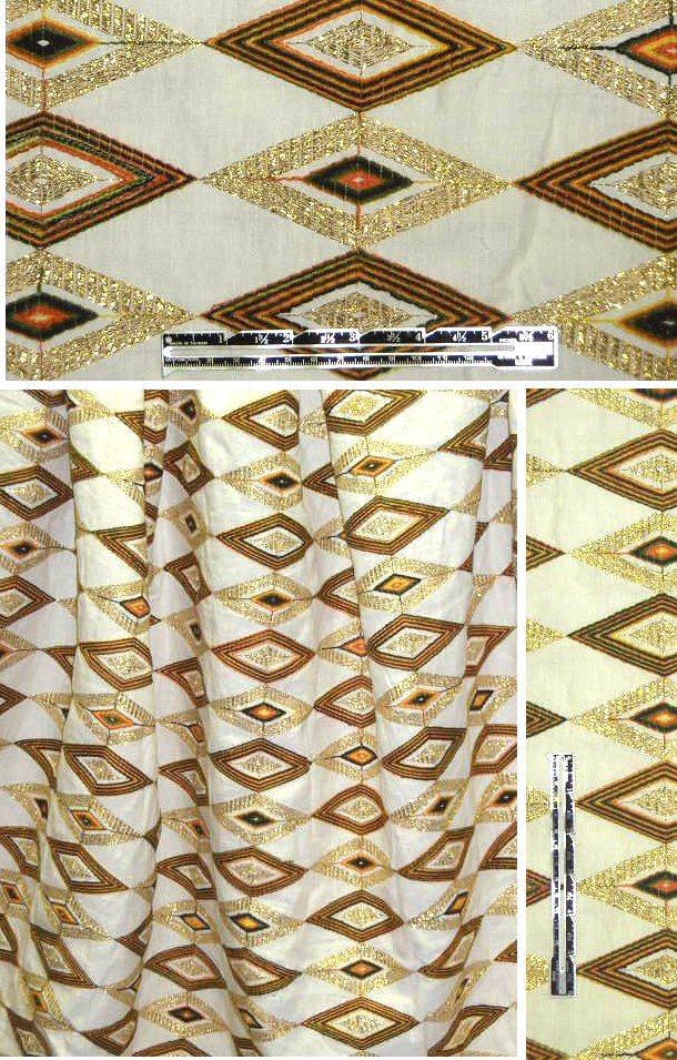 Mi11y gold diamond embroidered linen .875 yds