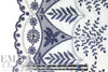 NY designer double border emb. cotton woven - navy